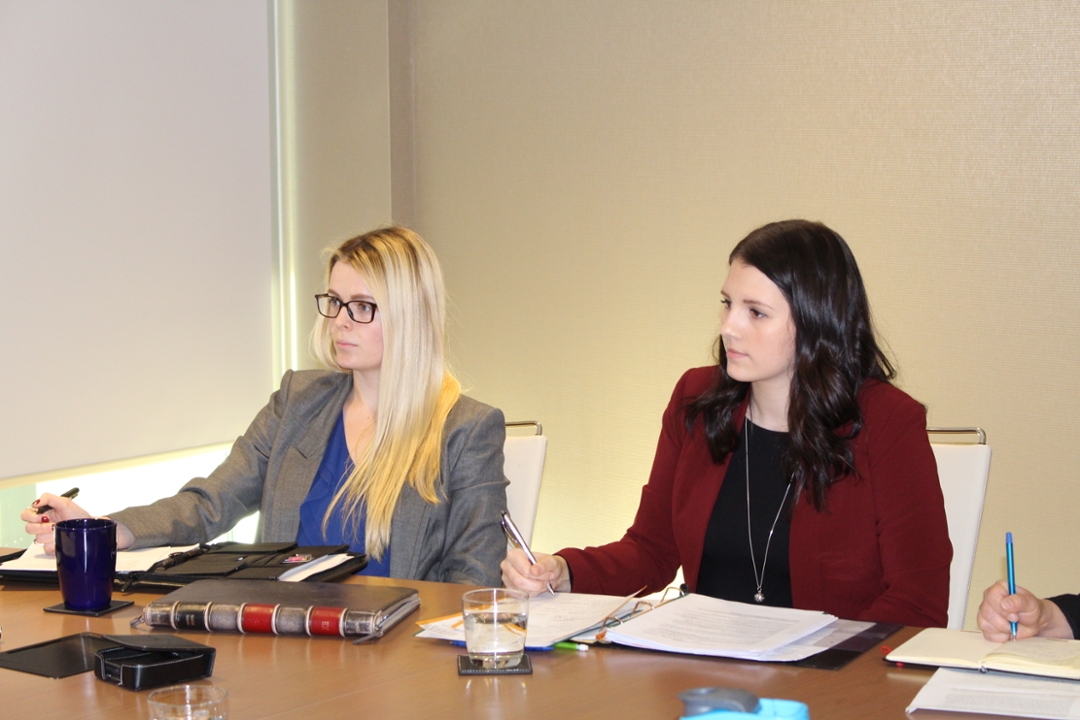 Paige Van de Sype (left) and Kayla Romanow (right) competed in the Walsh Family Law Moot in Toronto.