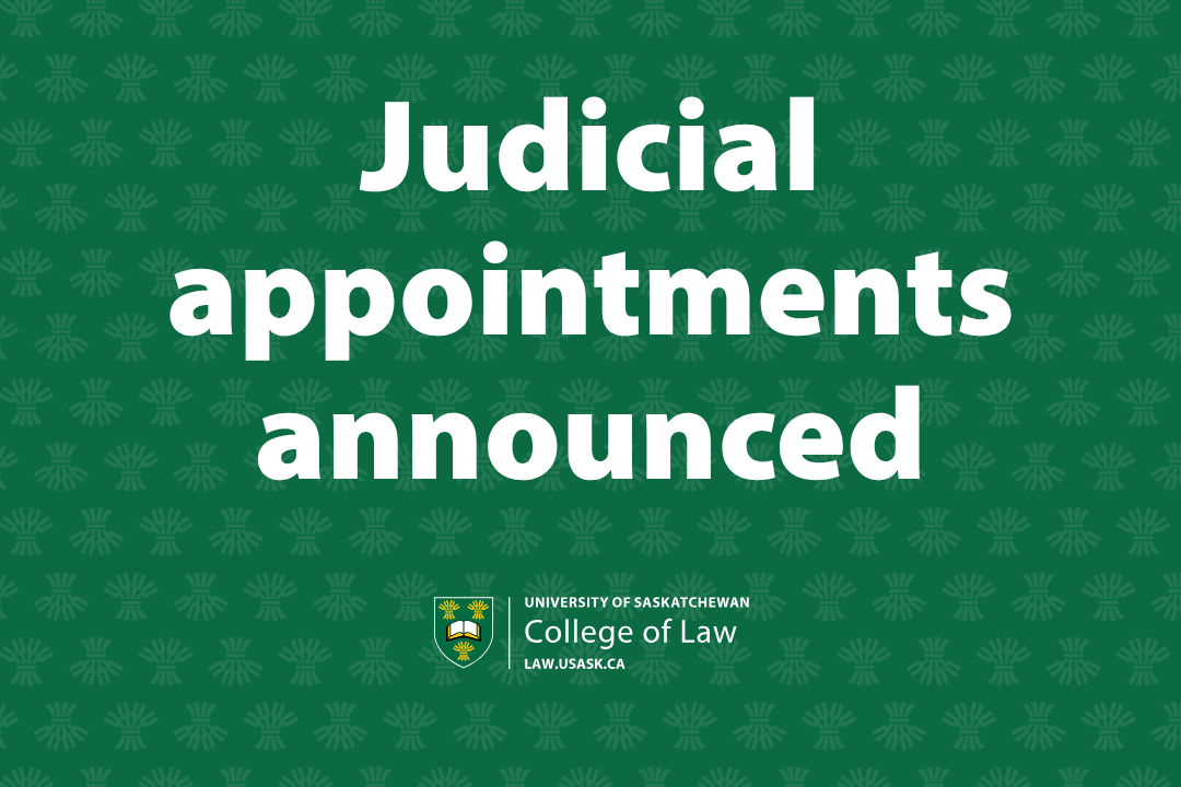 White text on green background that says Judicial Appointments Announced