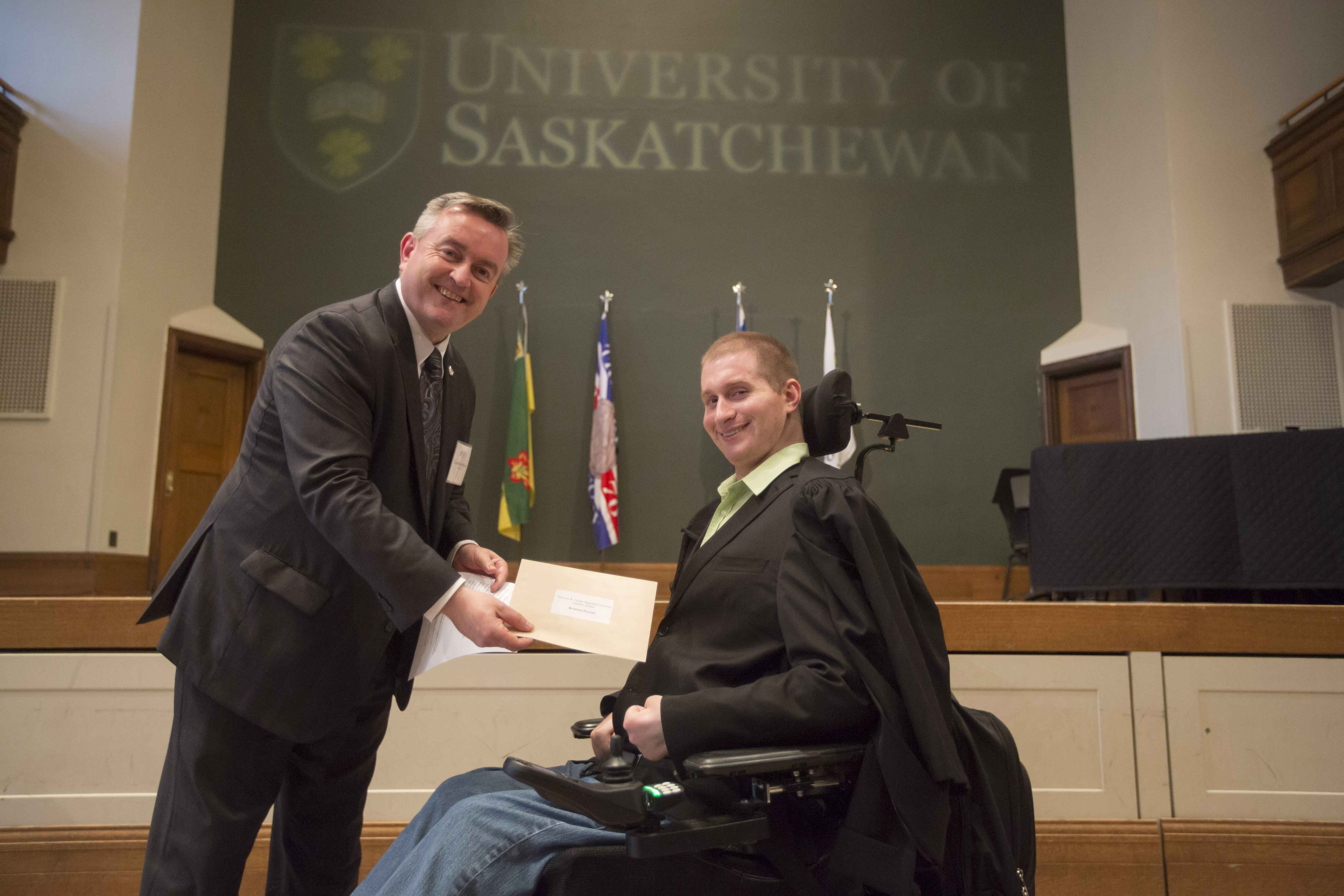 First year student Brandon Prevost receives the The Gary and Tammy Bugeaud Centennial Entrance Award.